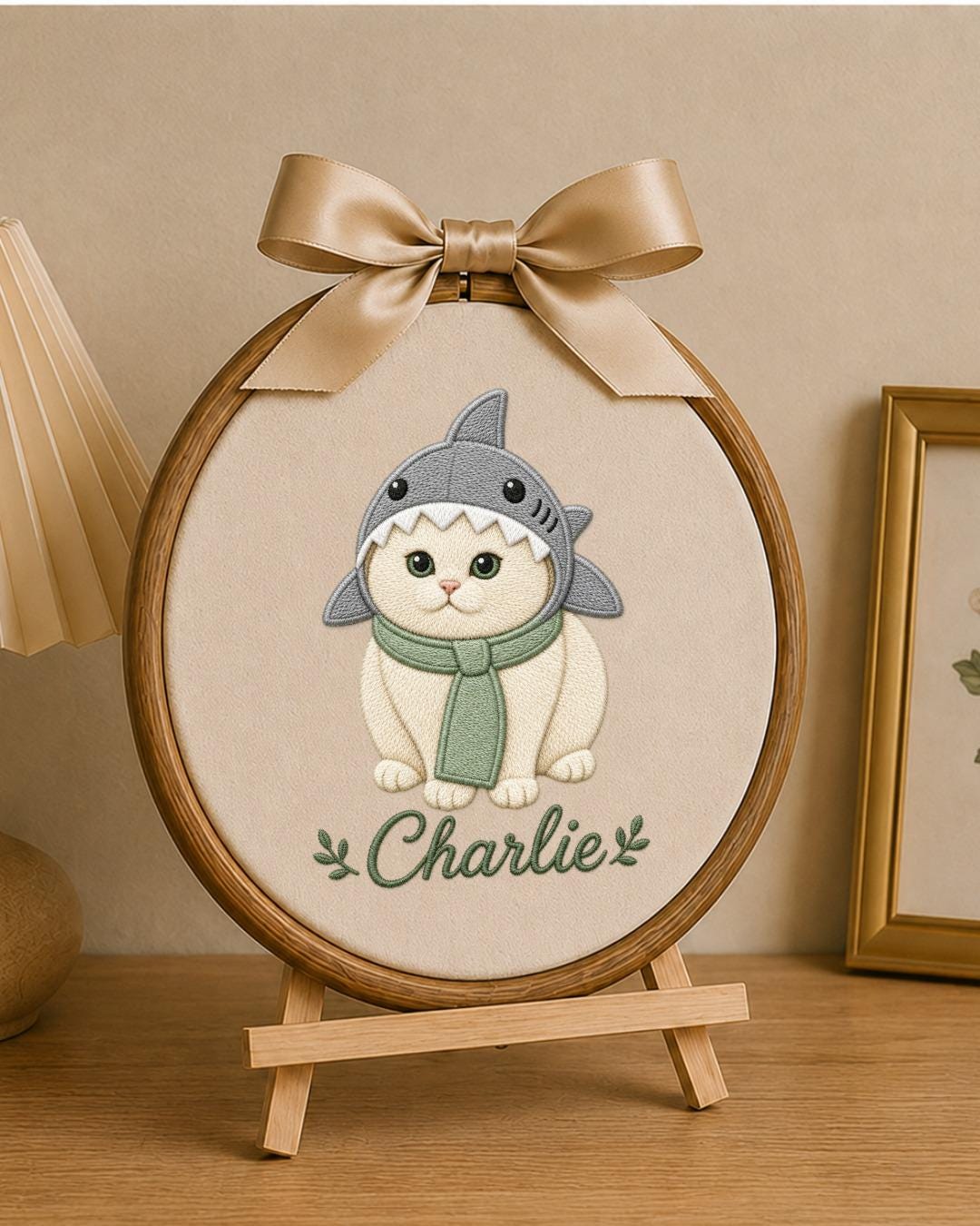 Personalized Pet Embroidered Ornament, Custom Dog & Cat Name Hoop, Pet Portrait Keepsake, Dog Mom Cat Mom Gift, Pet Memorial Ornament