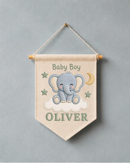 Personalized Mallard Duck Wall Hanging, Custom Name Embroidered Banner, Duck Hunting Nursery Decor, Rustic Baby Boy Room Gift