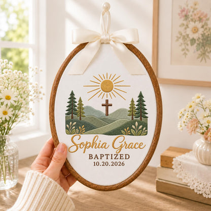 Personalized Embroidered Ornament, Baptism Cross Ornament, Custom Name Christian Keepsake, Baptized Baby Gift, Religious Nursery Decor