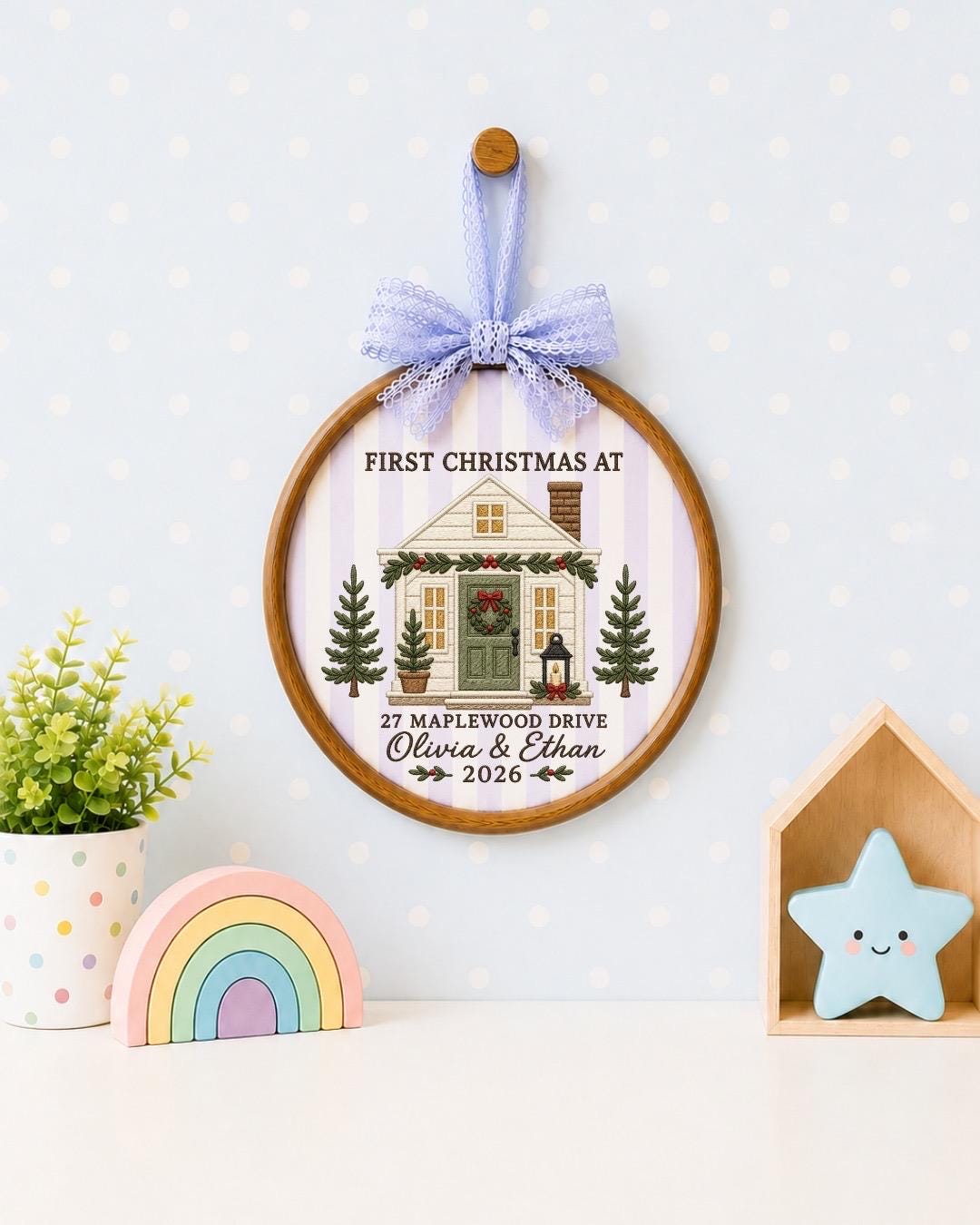 Personalized First Christmas Home Embroidered Ornament, Custom New Home Christmas Keepsake, First Home Ornament, Housewarming Gift