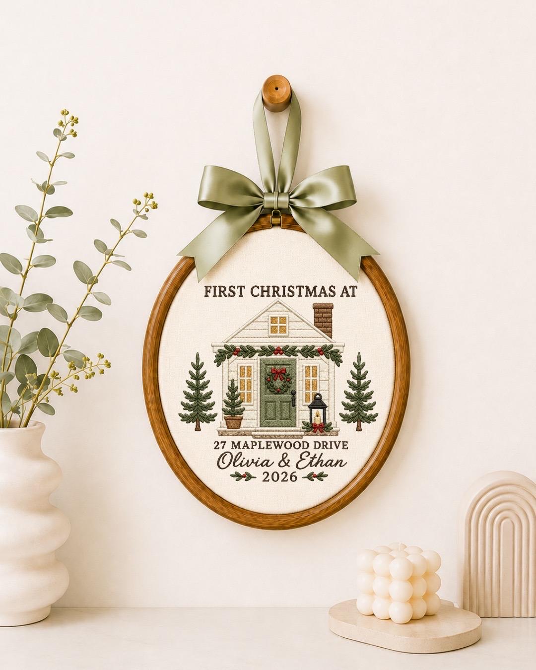 Personalized First Christmas Home Embroidered Ornament, Custom New Home Christmas Keepsake, First Home Ornament, Housewarming Gift