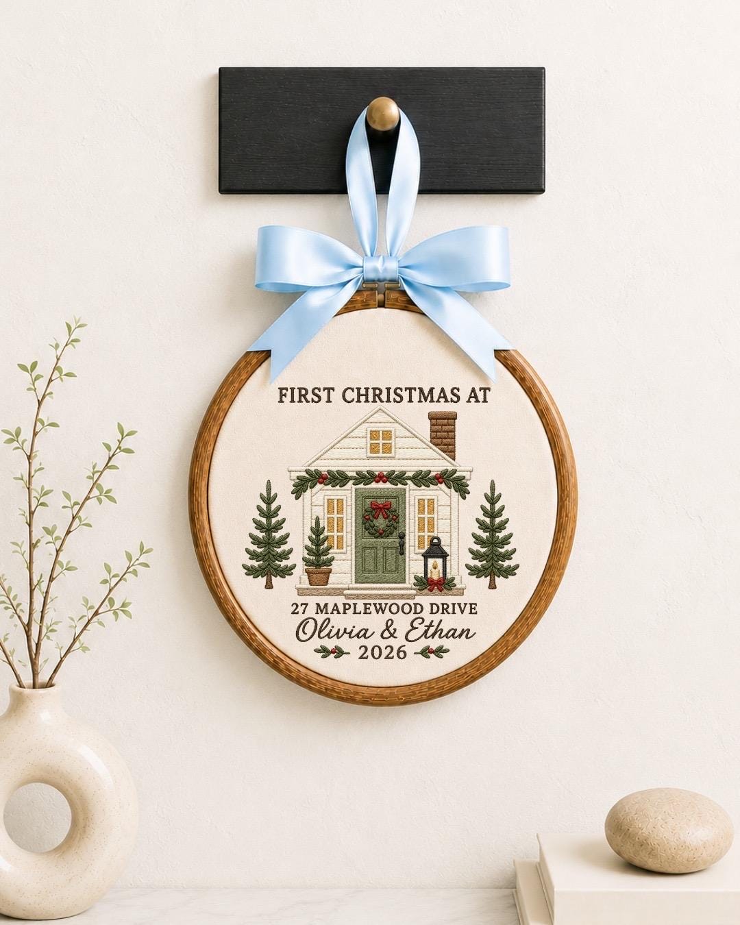 Personalized First Christmas Home Embroidered Ornament, Custom New Home Christmas Keepsake, First Home Ornament, Housewarming Gift