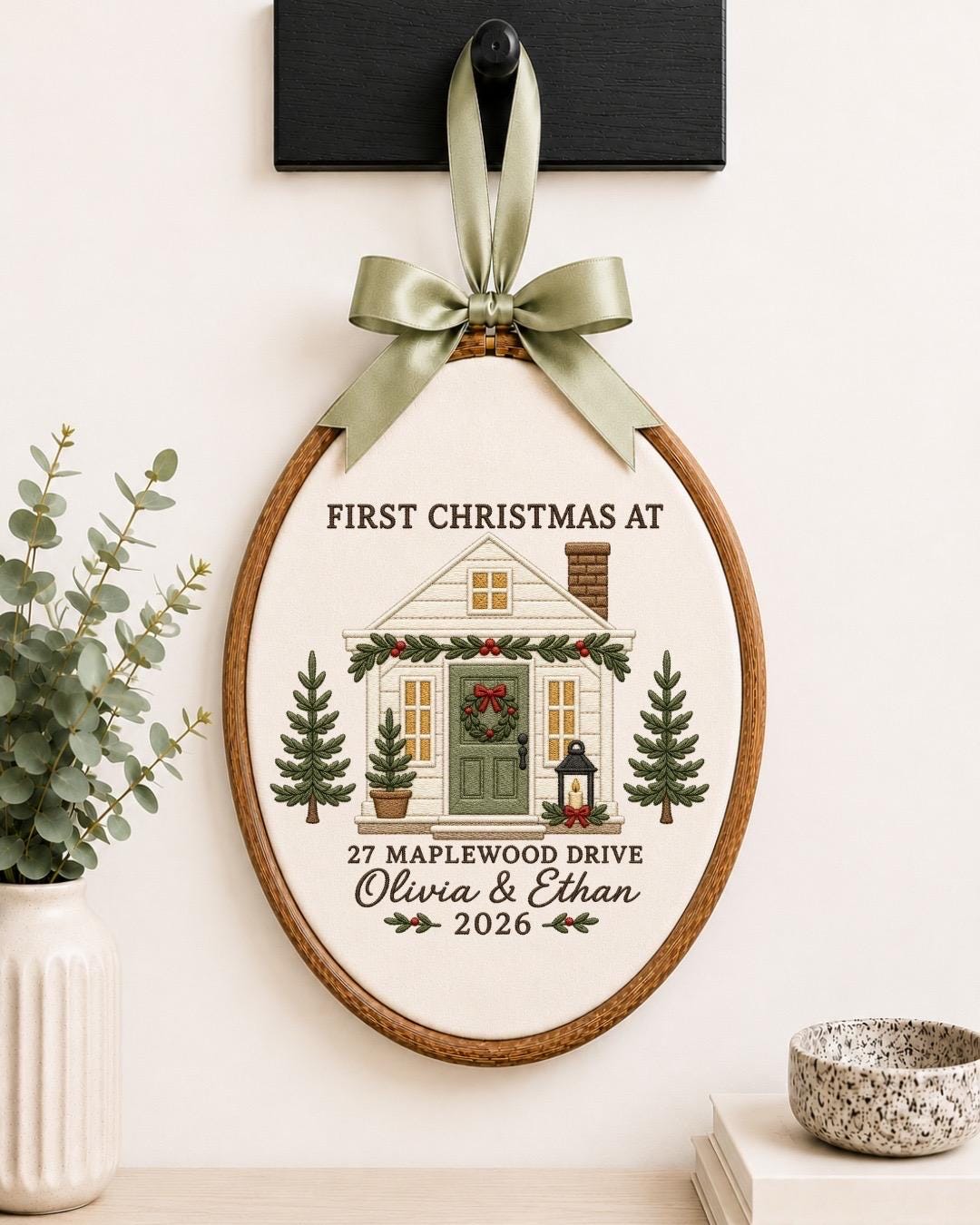 Personalized First Christmas Home Embroidered Ornament, Custom New Home Christmas Keepsake, First Home Ornament, Housewarming Gift