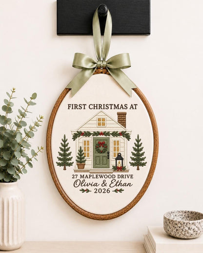 Personalized First Christmas Home Embroidered Ornament, Custom New Home Christmas Keepsake, First Home Ornament, Housewarming Gift