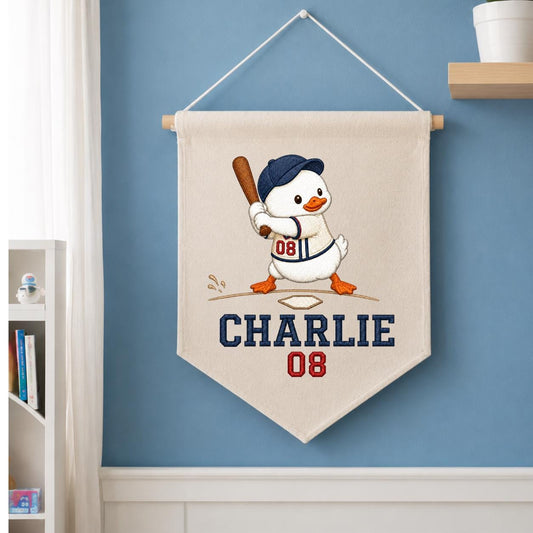 Personalized Snowman Baseball Wall Hanging, Custom Name and Number Banner, Winter Sports Nursery Decor, Christmas Boy Gift