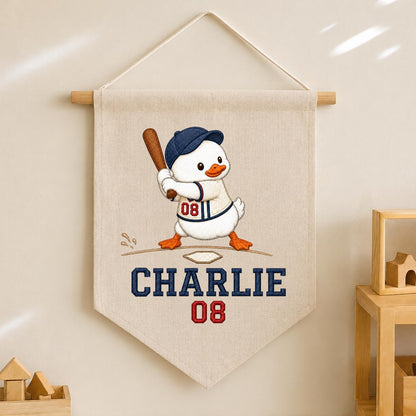 Personalized Snowman Baseball Wall Hanging, Custom Name and Number Banner, Winter Sports Nursery Decor, Christmas Boy Gift