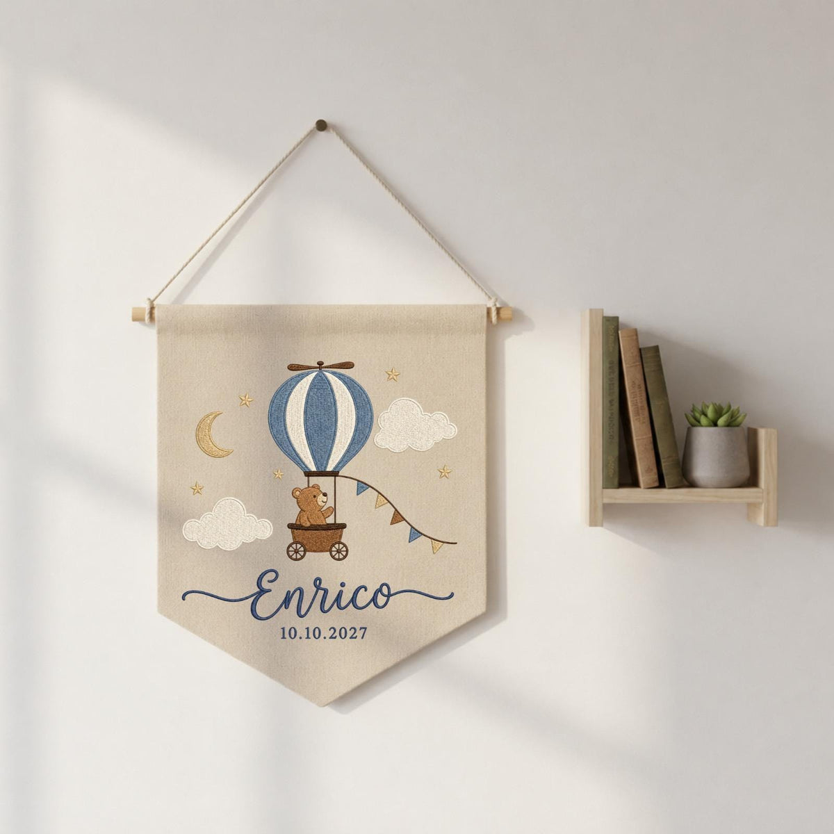 Personalized Baptism Embroidered Banner, Holy Family Wall Hanging, Custom Christening Name Sign, Catholic Baby Baptism Gift