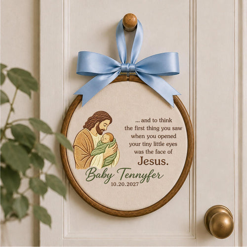 Personalized Baby Memorial Embroidered Ornament, Jesus Holding Baby Keepsake, Infant Loss Memorial Gift, Christian Sympathy Ornament