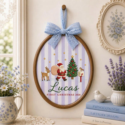 Personalized First Christmas Embroidered Ornament, Santa Christmas Ornament, Custom Baby Name Keepsake, Baby First Christmas 2026 Gift