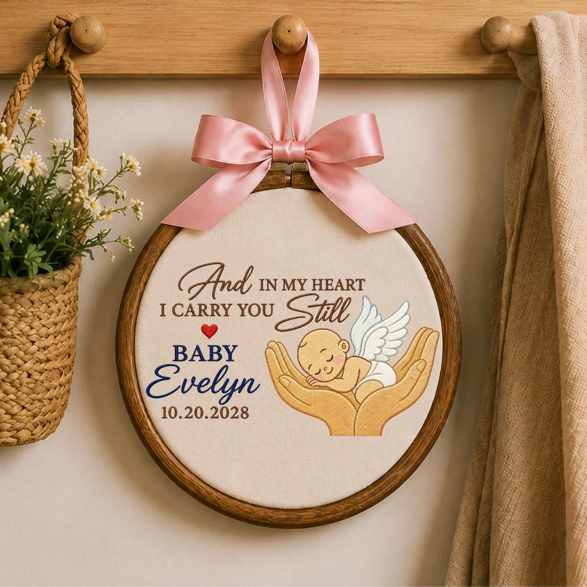 Personalized Baby Memorial Embroidered Ornament, Infant Loss Keepsake, Angel Baby Remembrance Gift, Pregnancy Loss Memorial Decor