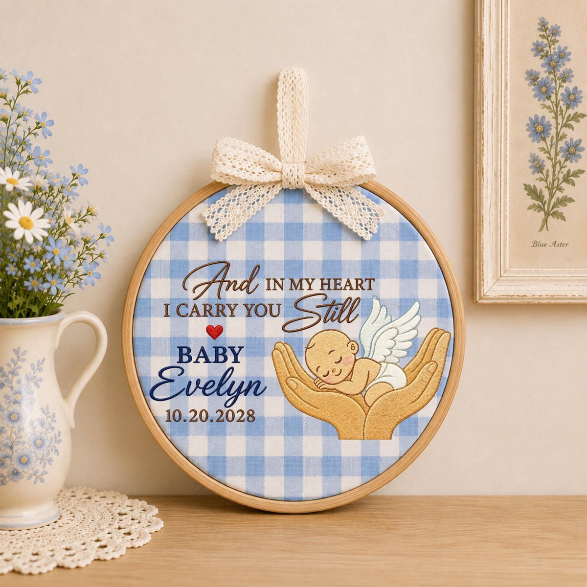 Personalized Baby Memorial Embroidered Ornament, Infant Loss Keepsake, Angel Baby Remembrance Gift, Pregnancy Loss Memorial Decor