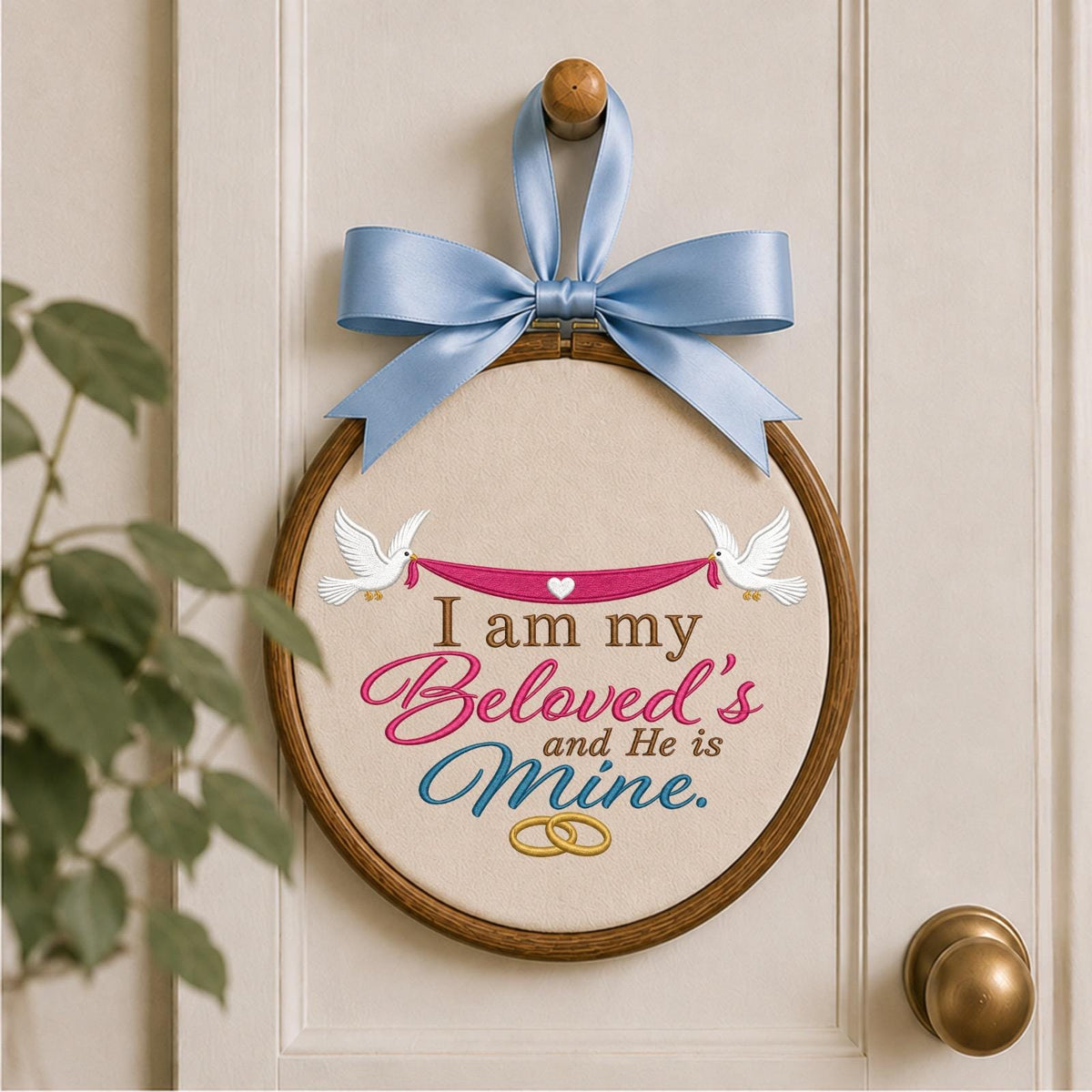 Personalized Wedding Embroidered Ornament, Beloved Bible Verse Wedding Keepsake, Christian Couple Gift, Engagement Gift, Anniversary Decor