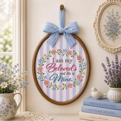 Personalized Christian Wedding Embroidered Ornament, Beloved Bible Verse Floral Keepsake, Religious Couple Gift, Anniversary Ornament