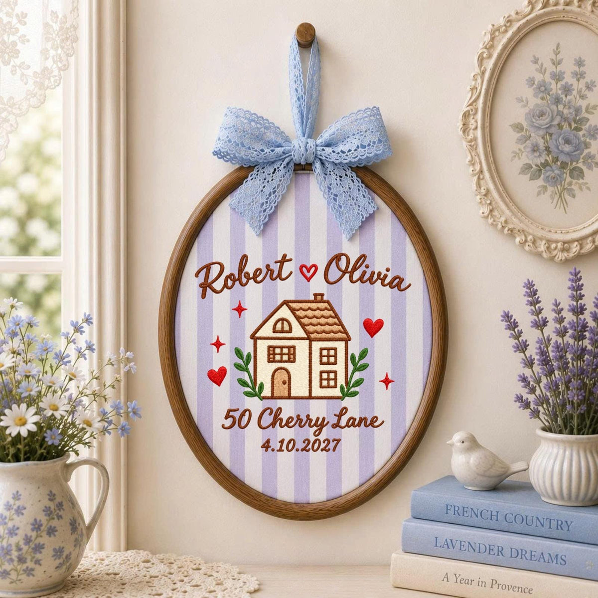 Personalized New Home Embroidered Ornament, Custom Couple Name Housewarming Keepsake, First Home Gift, New Homeowner Ornament
