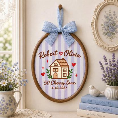 Personalized New Home Embroidered Ornament, Custom Couple Name Housewarming Keepsake, First Home Gift, New Homeowner Ornament