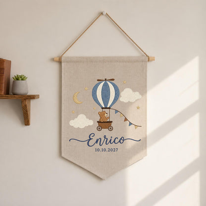 Personalized Baptism Embroidered Banner, Holy Family Wall Hanging, Custom Christening Name Sign, Catholic Baby Baptism Gift