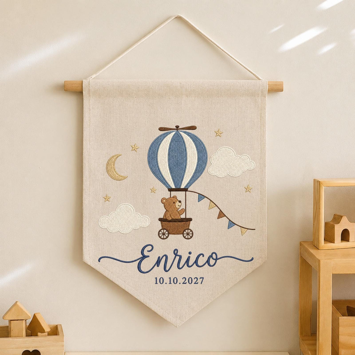 Personalized Baptism Embroidered Banner, Holy Family Wall Hanging, Custom Christening Name Sign, Catholic Baby Baptism Gift