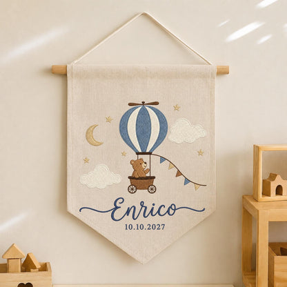 Personalized Baptism Embroidered Banner, Holy Family Wall Hanging, Custom Christening Name Sign, Catholic Baby Baptism Gift