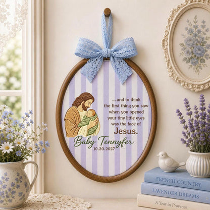Personalized Baby Memorial Embroidered Ornament, Jesus Holding Baby Keepsake, Infant Loss Memorial Gift, Christian Sympathy Ornament