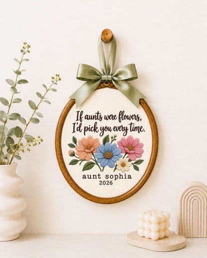 Personalized Aunt Embroidered Ornament, If Aunts Were Flowers Gift, Custom Aunt Name Floral Keepsake, Birthday Gift for Aunt