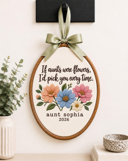 Personalized Aunt Embroidered Ornament, If Aunts Were Flowers Gift, Custom Aunt Name Floral Keepsake, Birthday Gift for Aunt