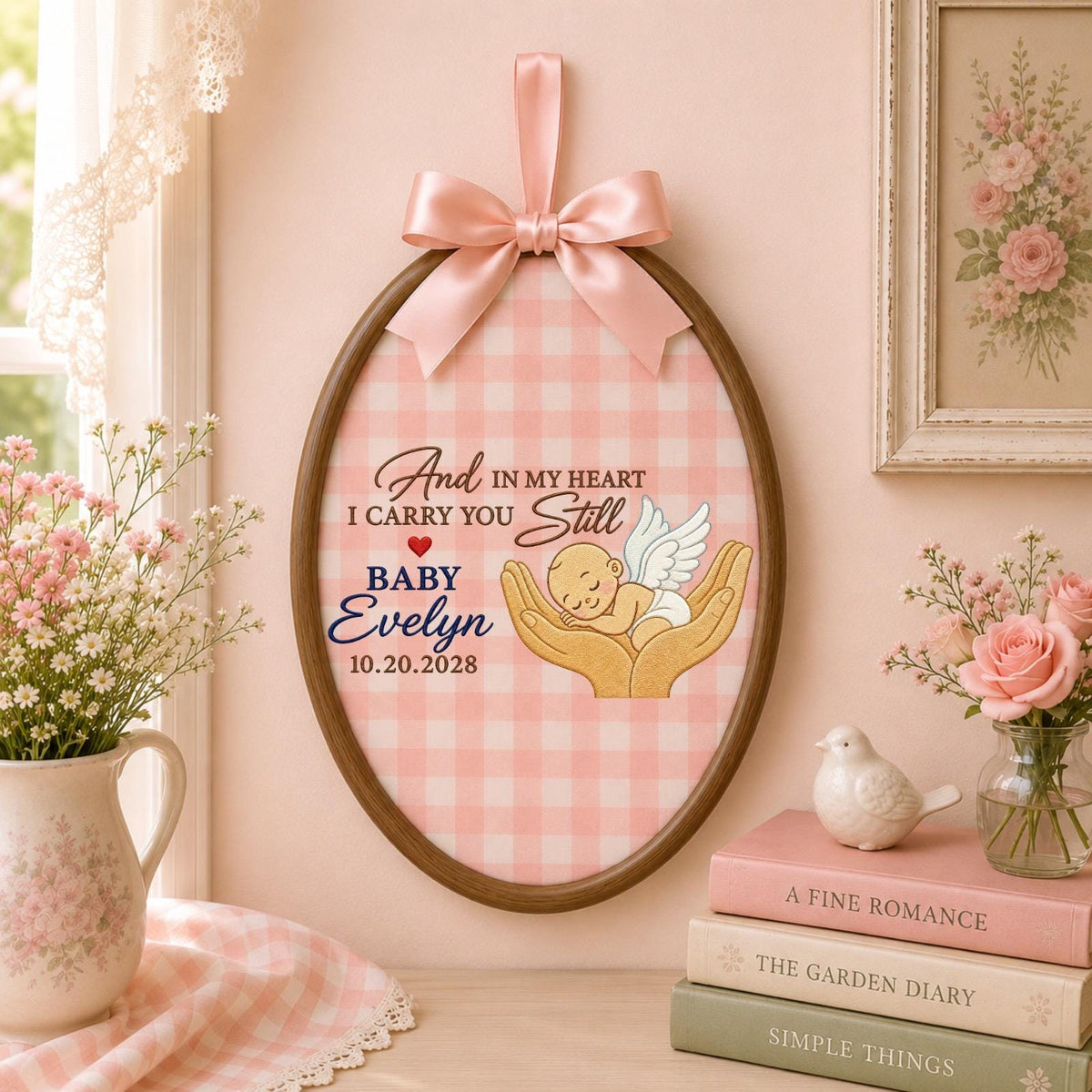 Personalized Baby Memorial Embroidered Ornament, Infant Loss Keepsake, Angel Baby Remembrance Gift, Pregnancy Loss Memorial Decor