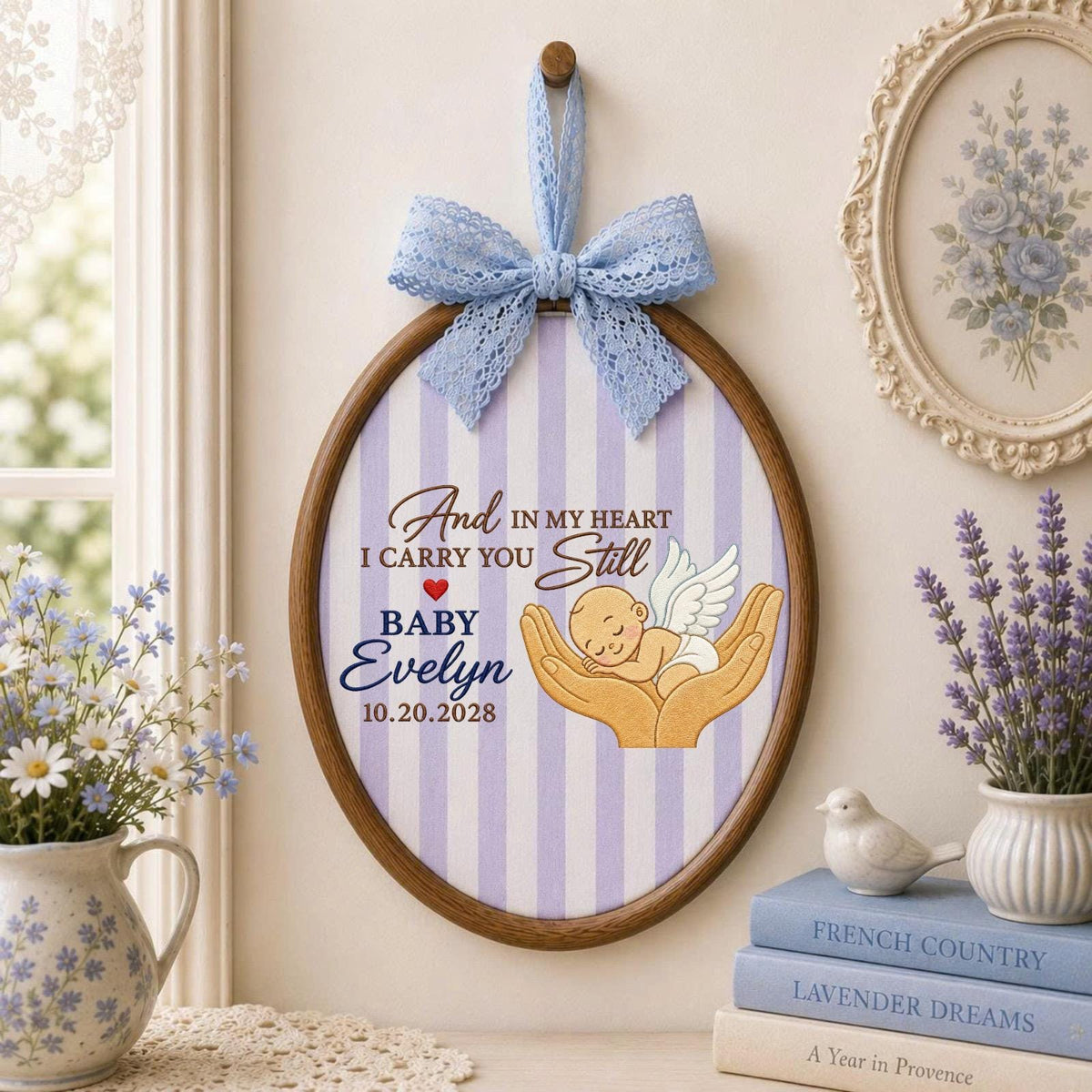 Personalized Baby Memorial Embroidered Ornament, Infant Loss Keepsake, Angel Baby Remembrance Gift, Pregnancy Loss Memorial Decor