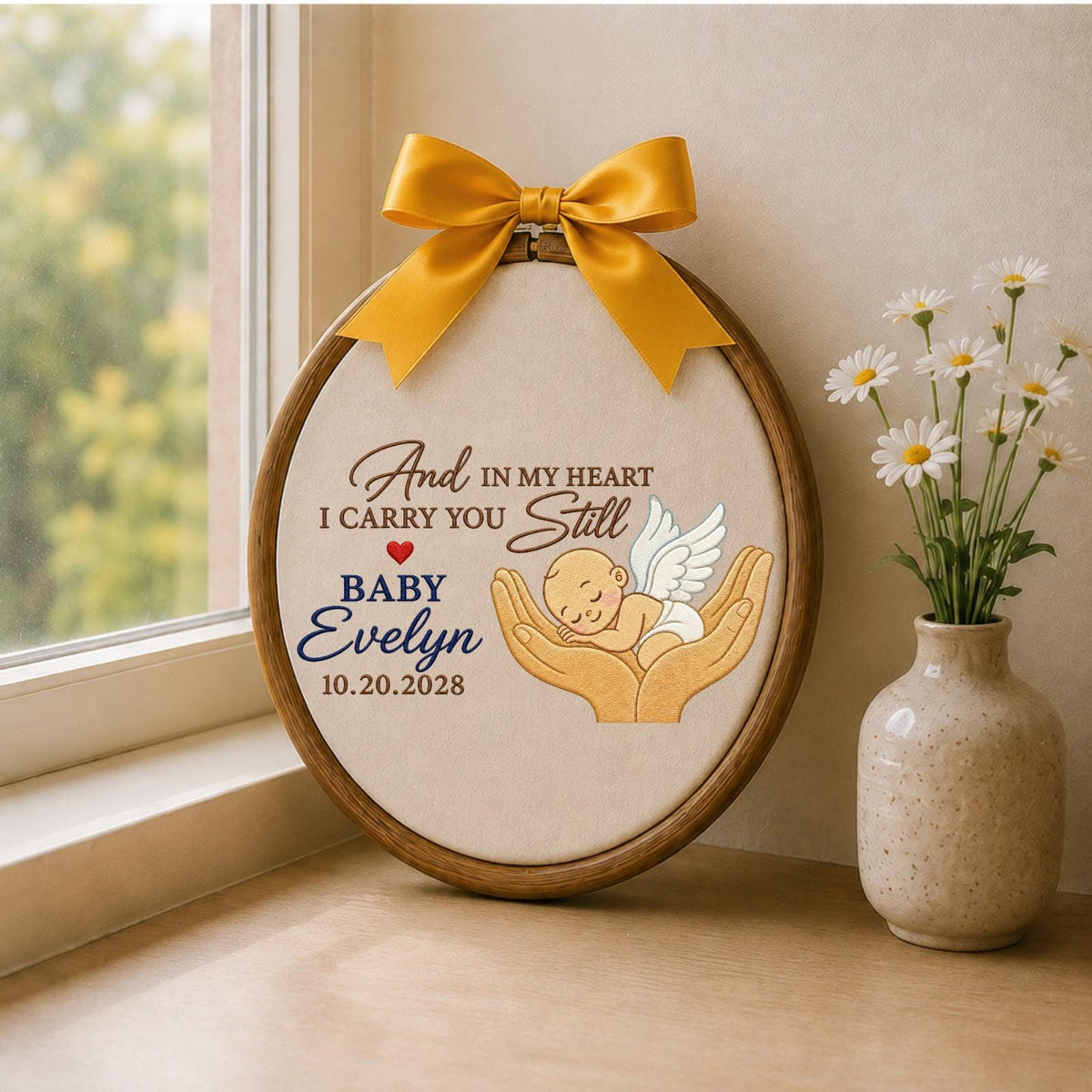 Personalized Baby Memorial Embroidered Ornament, Infant Loss Keepsake, Angel Baby Remembrance Gift, Pregnancy Loss Memorial Decor