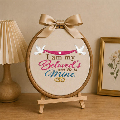 Personalized Wedding Embroidered Ornament, Beloved Bible Verse Wedding Keepsake, Christian Couple Gift, Engagement Gift, Anniversary Decor