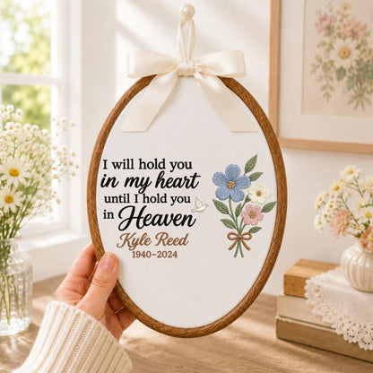 Personalized Memorial Embroidered Ornament, Custom In Memory of Loved One Gift, Sympathy Bereavement Keepsake, Floral Heaven Remembrance