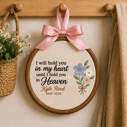 Personalized Memorial Embroidered Ornament, Custom In Memory of Loved One Gift, Sympathy Bereavement Keepsake, Floral Heaven Remembrance