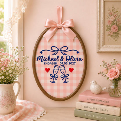 Personalized Engagement Embroidered Ornament, Custom Couple Names & Engagement Date Hoop, Engaged Couple Gift, Wedding Keepsake, Fiancée