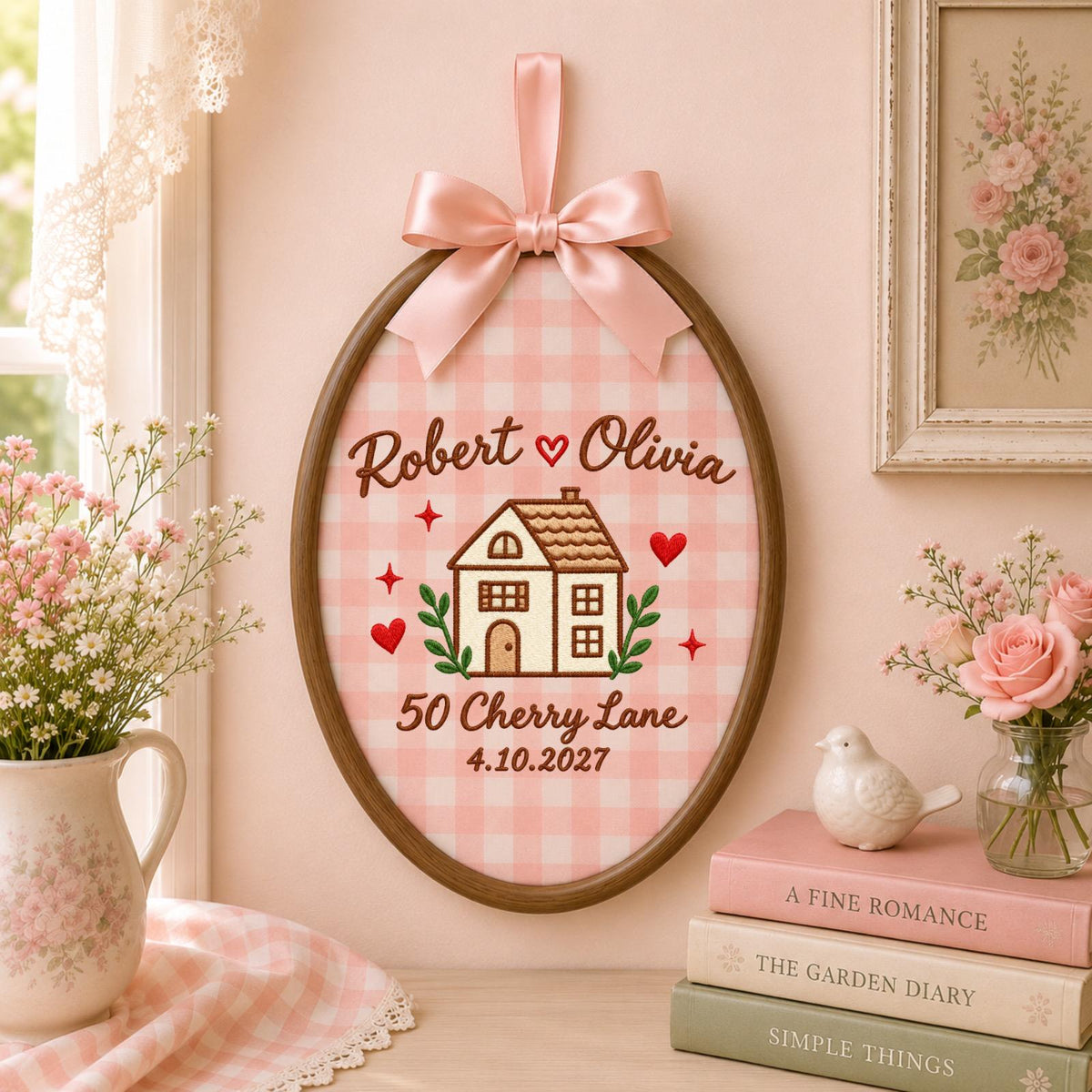 Personalized New Home Embroidered Ornament, Custom Couple Name Housewarming Keepsake, First Home Gift, New Homeowner Ornament