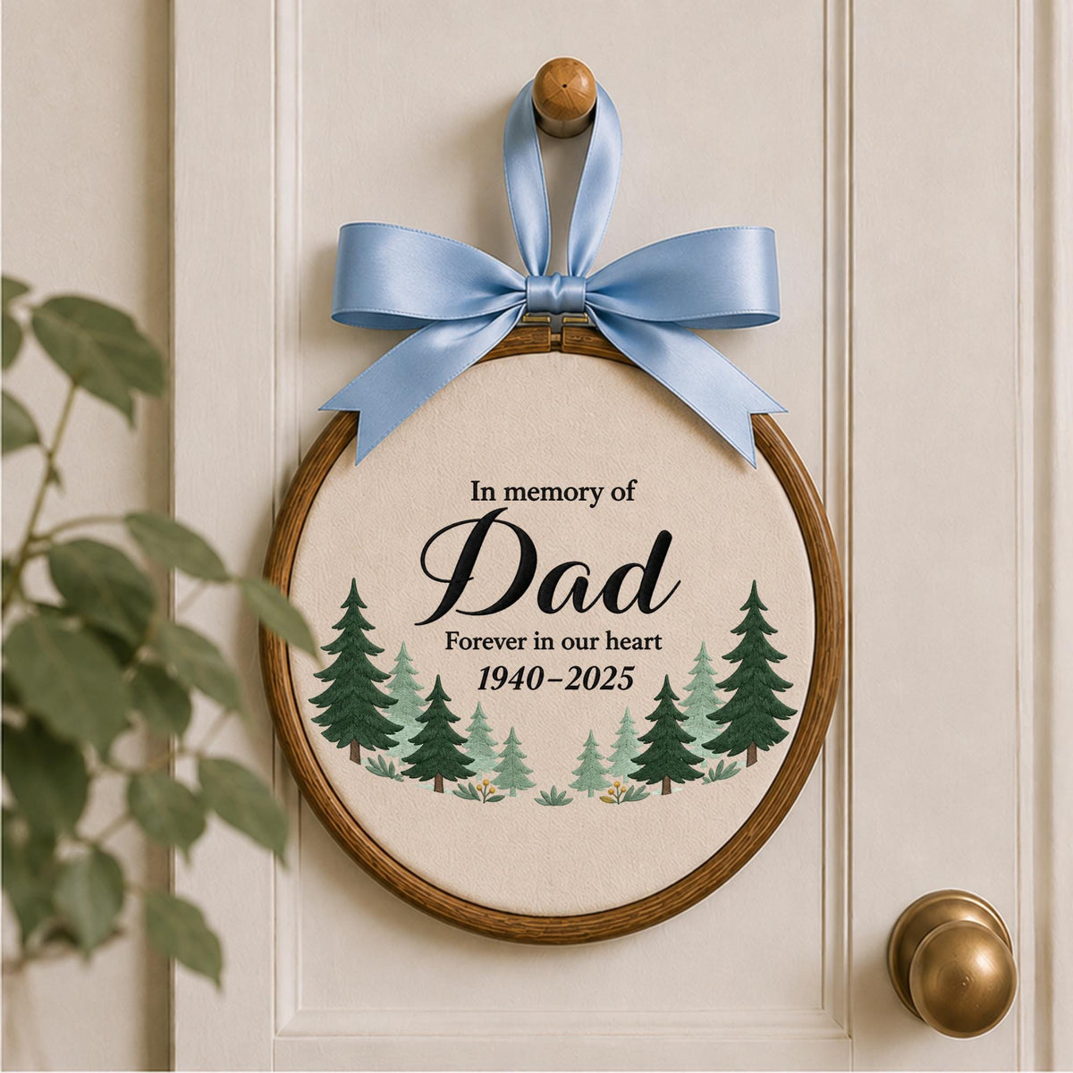 Personalized Dad Memorial Embroidered Ornament, In Memory of Dad Keepsake, Loss of Father Sympathy Gift, Memorial Wall Decor