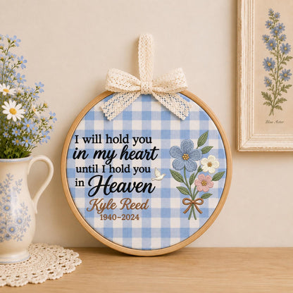 Personalized Memorial Embroidered Ornament, Custom In Memory of Loved One Gift, Sympathy Bereavement Keepsake, Floral Heaven Remembrance