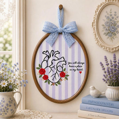 Personalized Heart Memorial Embroidered Ornament, Floral Remembrance Gift, Sympathy Keepsake for Loss of Loved One, In My Heart Decor