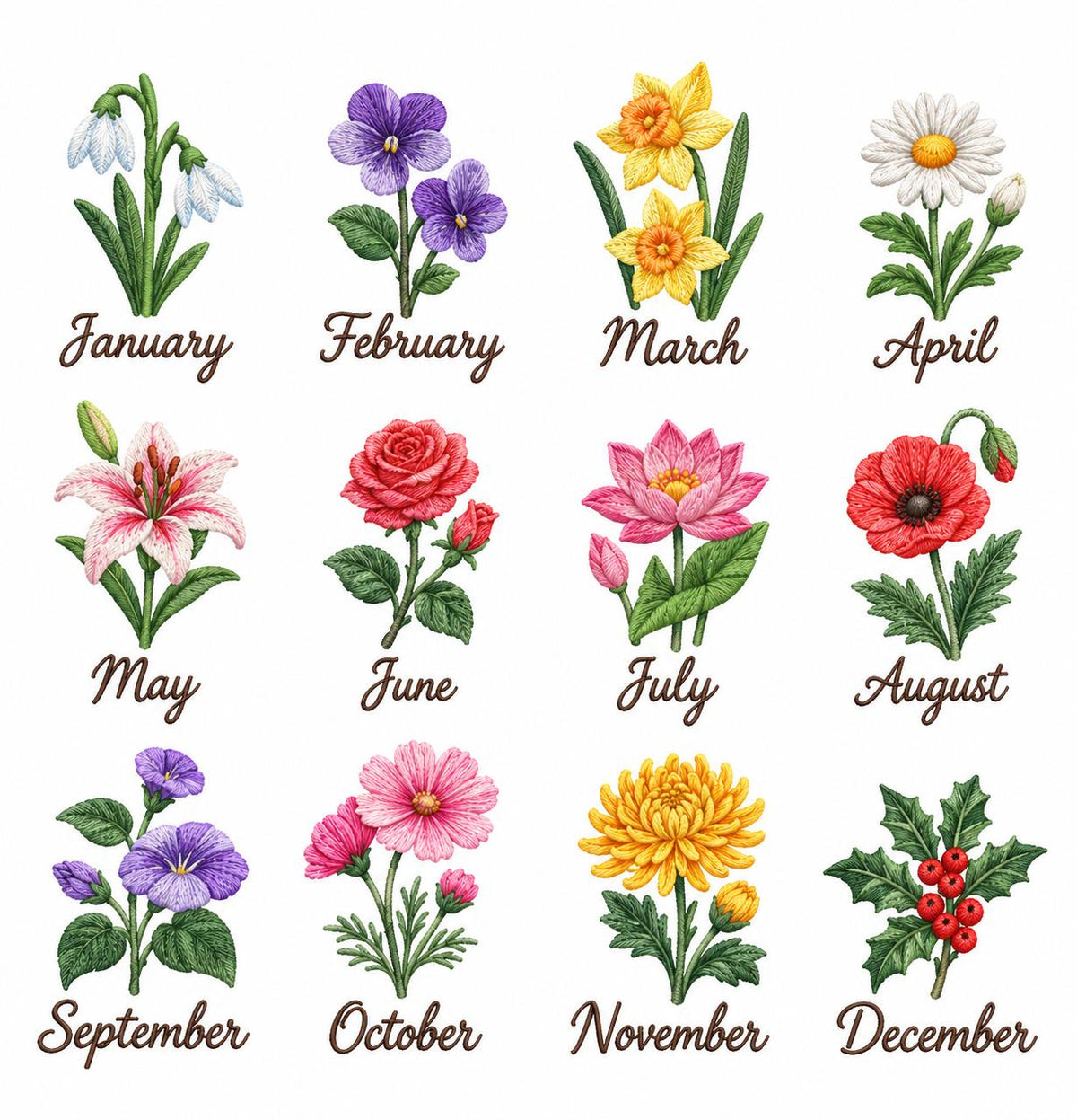 Personalized Birth Flower Embroidered Ornament, Custom Name Floral Hoop, Personalized Flower Keepsake, Birthday Gift, Nursery Wall Decor