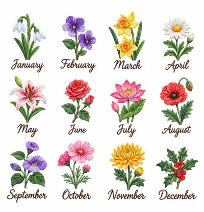 Personalized Birth Flower Embroidered Ornament, Custom Name Floral Hoop, Personalized Flower Keepsake, Birthday Gift, Nursery Wall Decor
