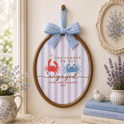 Personalized Summer Engagement Embroidered Ornament, Custom Engaged Couple Names, Crab Engagement Gift, Beach Proposal Keepsake